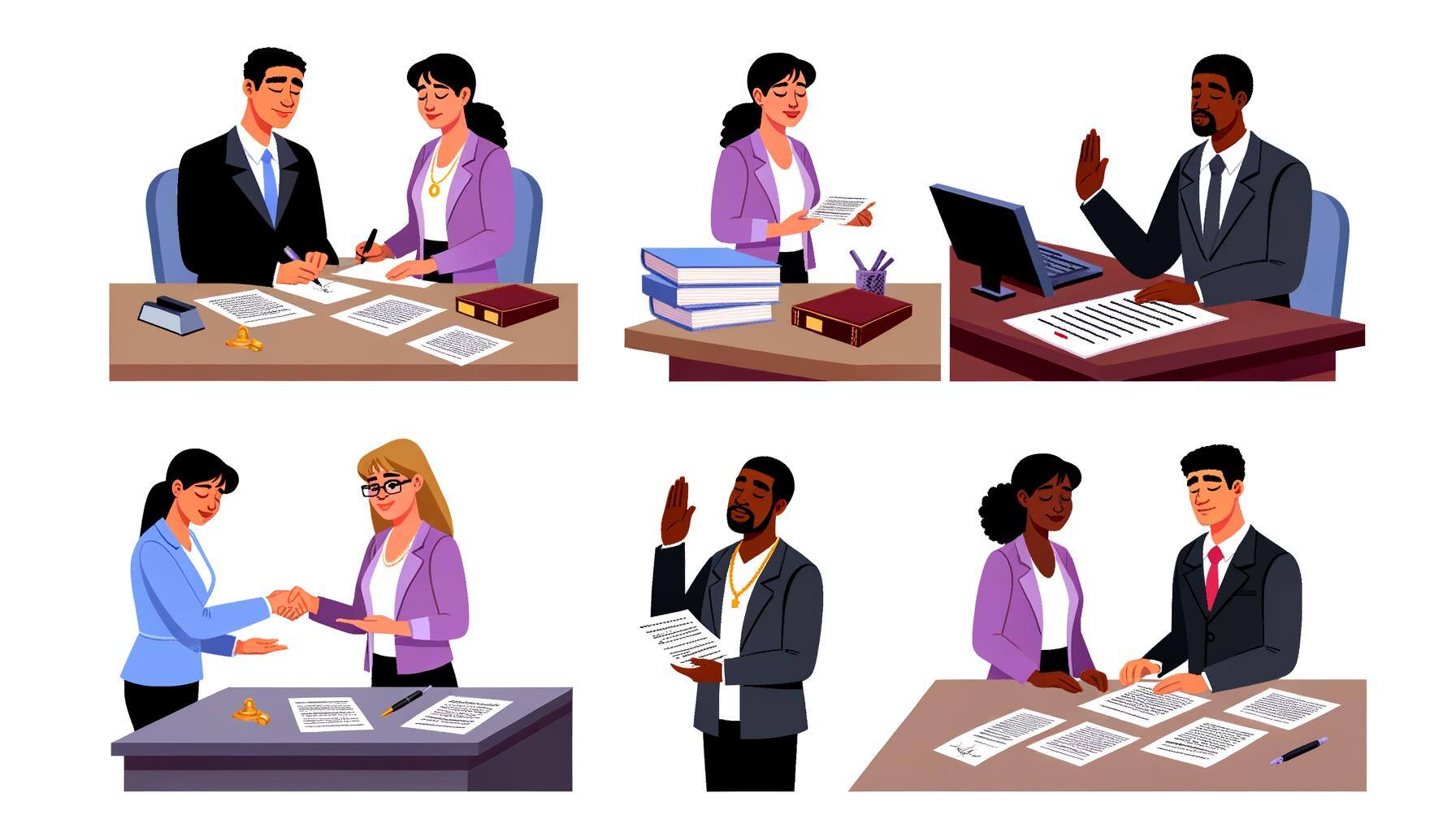 EPR Notary Services logo with people signing documents, highlighting various notary services like acknowledgements, jurats, and copy certification.