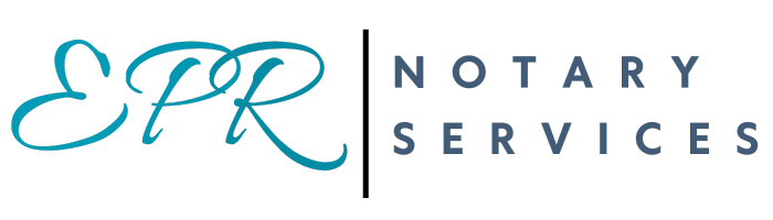 EPR Notary Services logo featuring elegant script and modern typography, representing a professional notary service company.